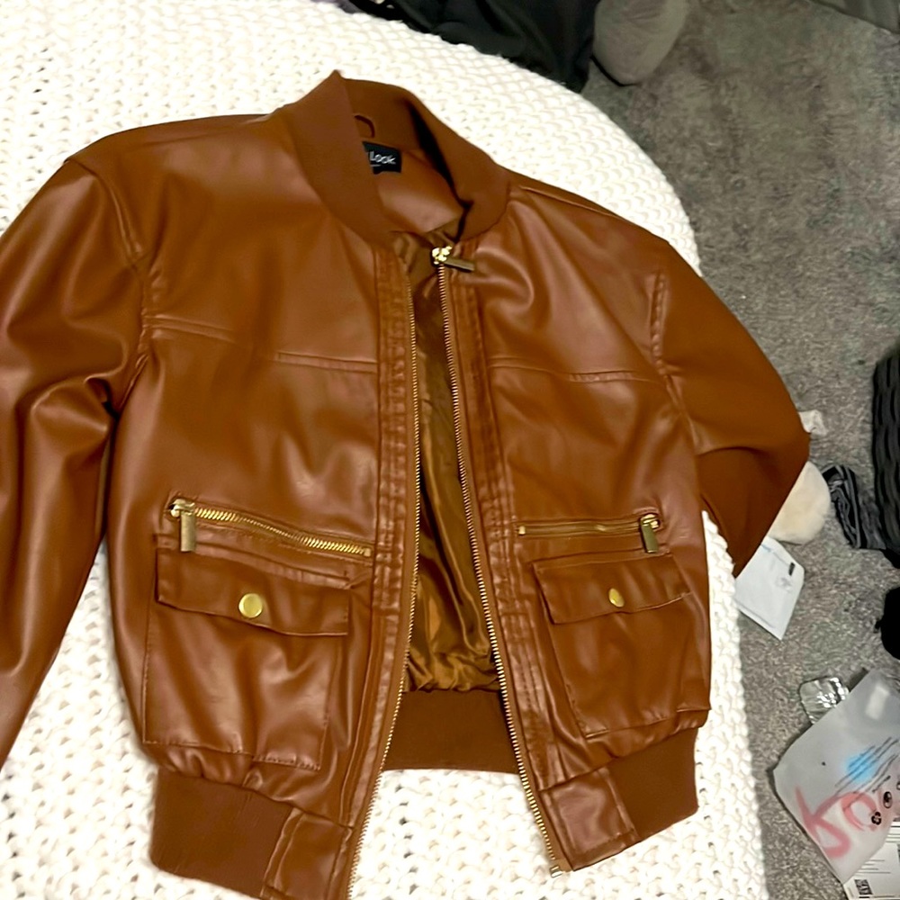 Brown leather jacket